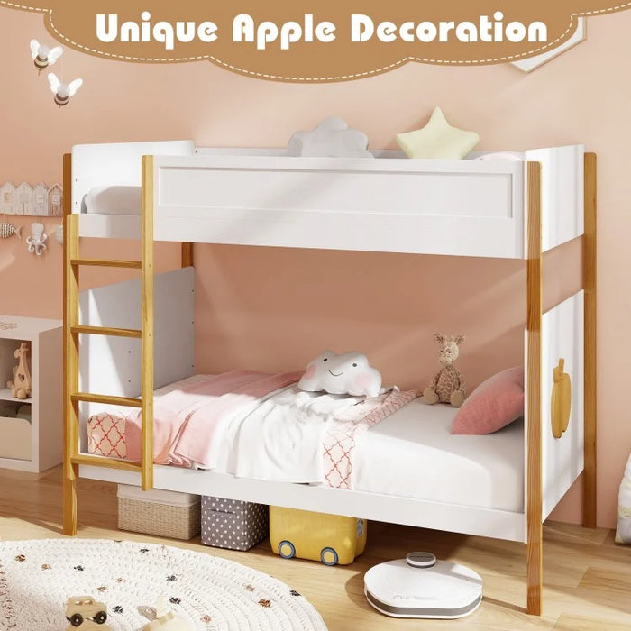 Adorable Kids Bunk Bed with Ladder and Wooden Frame
