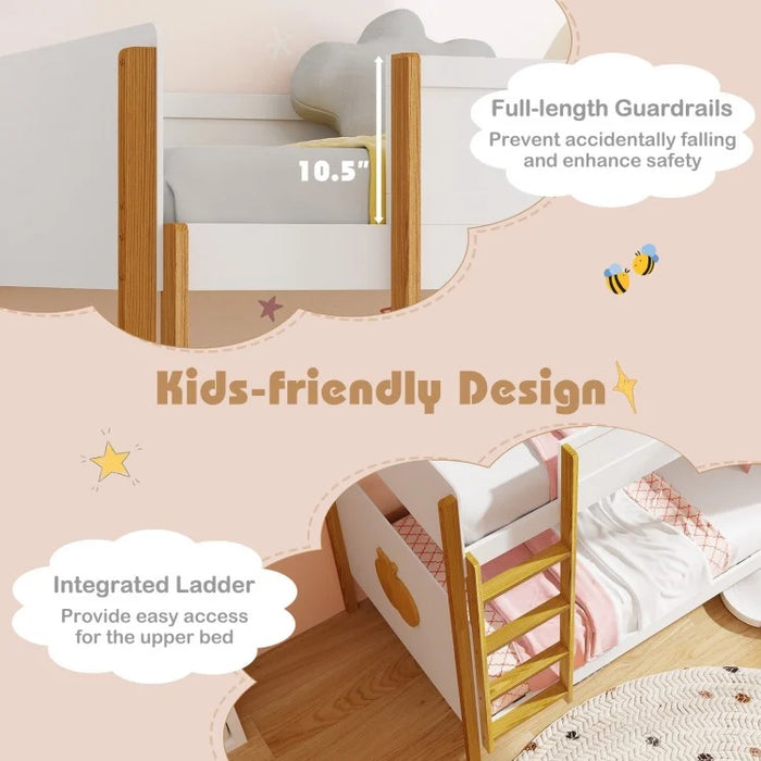 Adorable Kids Bunk Bed with Ladder and Wooden Frame