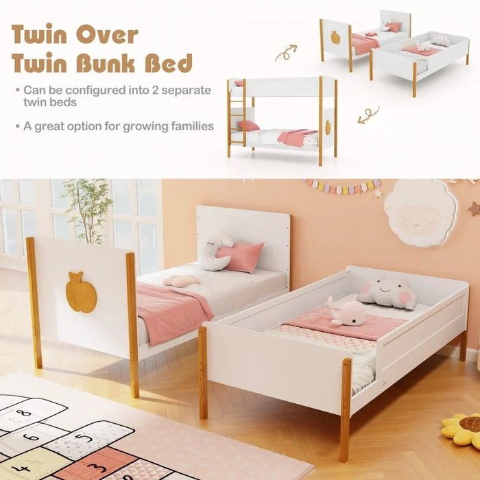 Adorable Kids Bunk Bed with Ladder and Wooden Frame