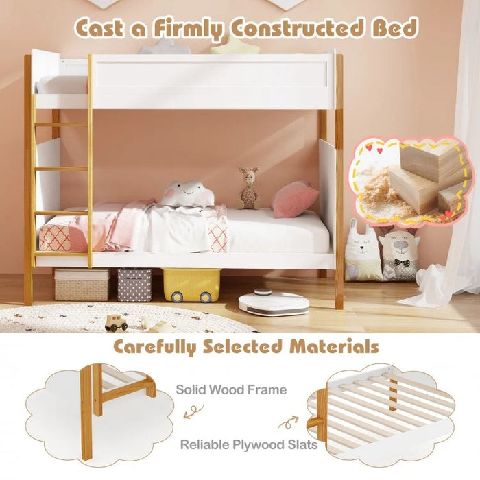 Adorable Kids Bunk Bed with Ladder and Wooden Frame