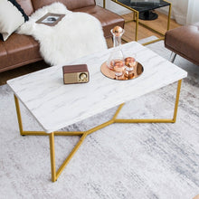 Charger l&#39;image dans la galerie, Costway Modern Side Table with Faux Marble Top - Suitable for Living Room and Bedroom
