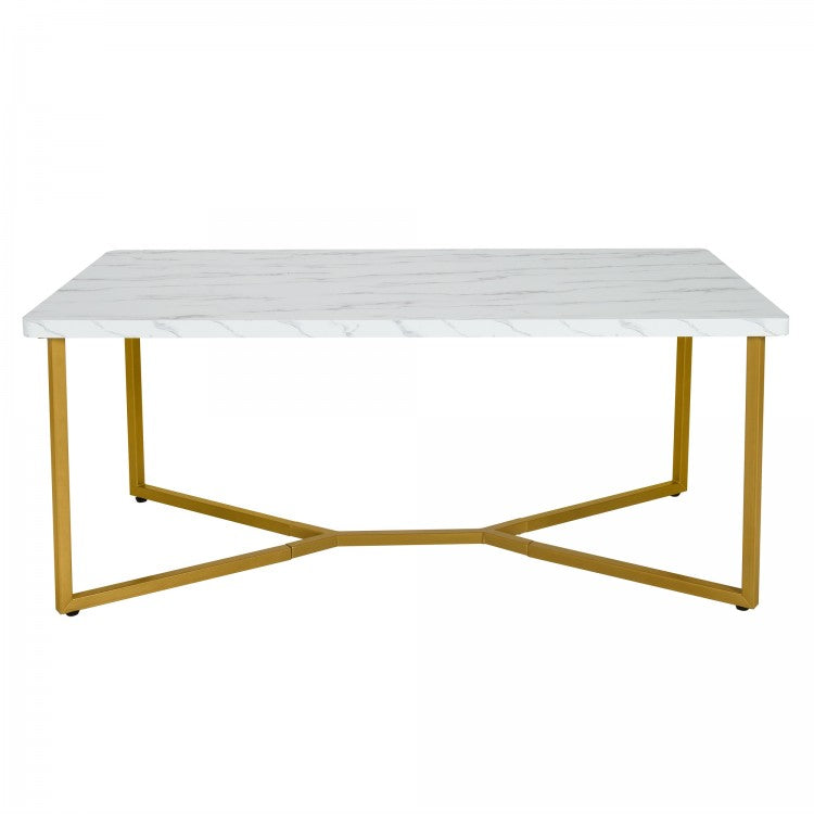 Costway Modern Side Table with Faux Marble Top - Suitable for Living Room and Bedroom