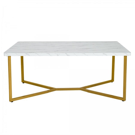Costway Modern Side Table with Faux Marble Top - Suitable for Living Room and Bedroom