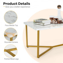 Charger l&#39;image dans la galerie, Costway Modern Side Table with Faux Marble Top - Suitable for Living Room and Bedroom
