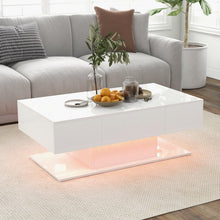 Charger l&#39;image dans la galerie, Modern Minimalist Coffee Table with LED Lights and Storage Drawer - Suitable for Living Room
