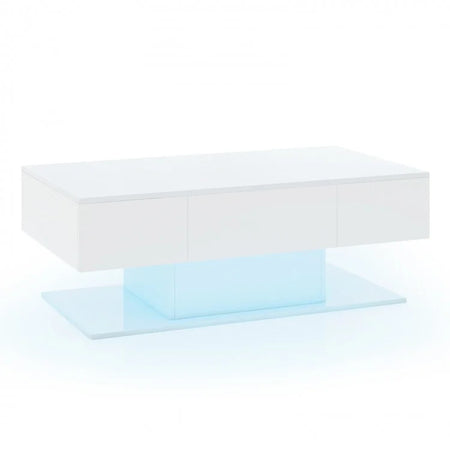 Modern Minimalist Coffee Table with LED Lights and Storage Drawer - Suitable for Living Room