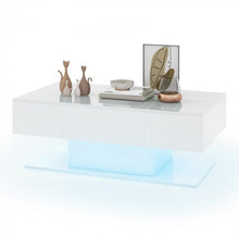 Charger l&#39;image dans la galerie, Modern Minimalist Coffee Table with LED Lights and Storage Drawer - Suitable for Living Room
