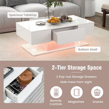 Charger l&#39;image dans la galerie, Modern Minimalist Coffee Table with LED Lights and Storage Drawer - Suitable for Living Room

