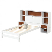 Charger l&#39;image dans la galerie, Costway Furniture:White Minimalist Bed Frame with Headboard Storage Cabinet
