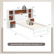 Charger l&#39;image dans la galerie, Costway Furniture:White Minimalist Bed Frame with Headboard Storage Cabinet
