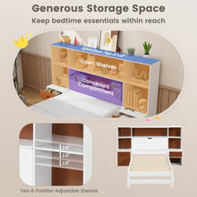 Charger l&#39;image dans la galerie, Costway Furniture:White Minimalist Bed Frame with Headboard Storage Cabinet

