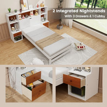 Charger l&#39;image dans la galerie, Costway Furniture:White Minimalist Bed Frame with Headboard Storage Cabinet
