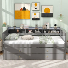 Load image into Gallery viewer, Grey Minimalist Sofa Bed Frame with Built-in 2 Pull-out Beds
