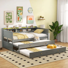 Load image into Gallery viewer, Grey Minimalist Sofa Bed Frame with Built-in 2 Pull-out Beds
