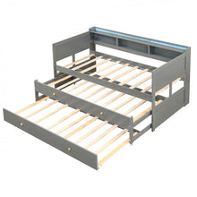 Load image into Gallery viewer, Grey Minimalist Sofa Bed Frame with Built-in 2 Pull-out Beds
