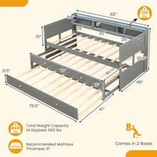 Load image into Gallery viewer, Grey Minimalist Sofa Bed Frame with Built-in 2 Pull-out Beds
