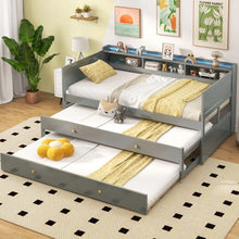 Load image into Gallery viewer, Grey Minimalist Sofa Bed Frame with Built-in 2 Pull-out Beds

