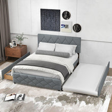 Load image into Gallery viewer, Costway Furniture:Grey Sofa Bed with Built-in Pull-out Drawer and Soft Mattress
