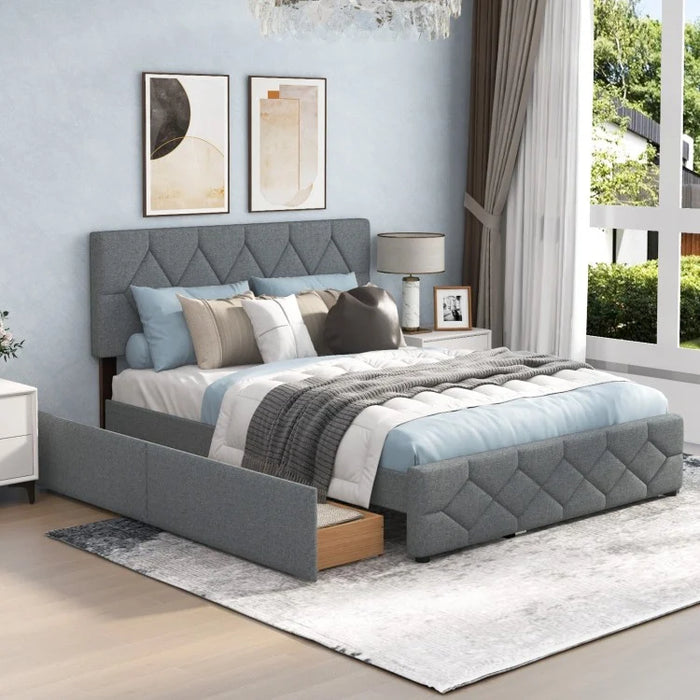 Costway Furniture:Grey Sofa Bed with Built-in Pull-out Drawer and Soft Mattress