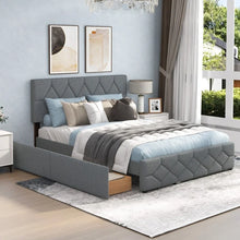 Load image into Gallery viewer, Costway Furniture:Grey Sofa Bed with Built-in Pull-out Drawer and Soft Mattress
