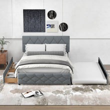 Load image into Gallery viewer, Costway Furniture:Grey Sofa Bed with Built-in Pull-out Drawer and Soft Mattress
