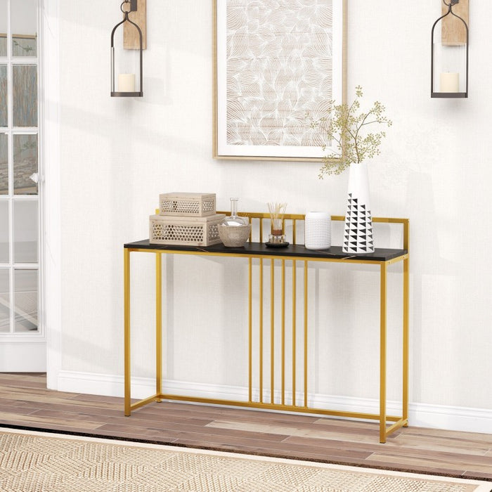 Costway Modern Narrow Entryway Table with Marble Top - Suitable for Living Room and Entryway