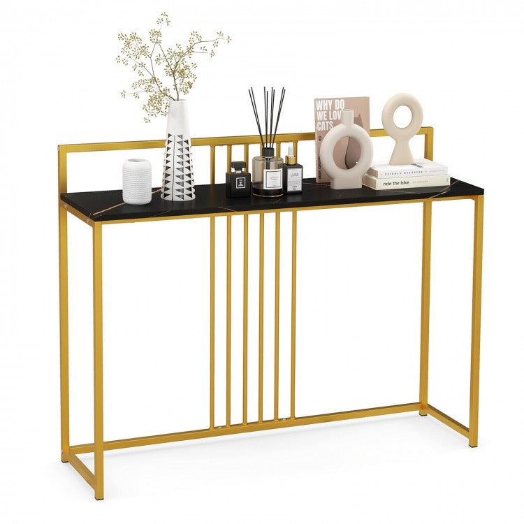Costway Modern Narrow Entryway Table with Marble Top - Suitable for Living Room and Entryway
