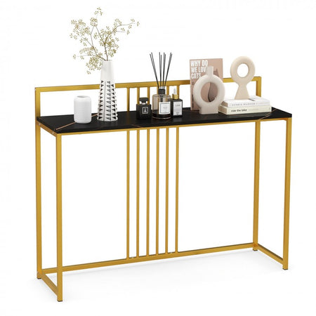 Costway Modern Narrow Entryway Table with Marble Top - Suitable for Living Room and Entryway