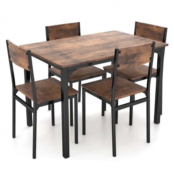 Costway Industrial Style Dining Room Table Sets 5-Piece - Suitable for Restaurant and Kitchen, Seats 4 People