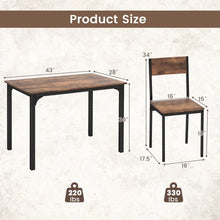 Load image into Gallery viewer, Costway Industrial Style Dining Room Table Sets 5-Piece - Suitable for Restaurant and Kitchen, Seats 4 People
