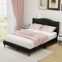 Charger l&#39;image dans la galerie, Costway Furniture:Black Modern Luxury Linen Upholstered Bed Frame
