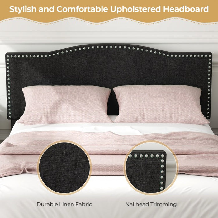 Costway Furniture:Black Modern Luxury Linen Upholstered Bed Frame