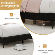Charger l&#39;image dans la galerie, Costway Furniture:Black Modern Luxury Linen Upholstered Bed Frame
