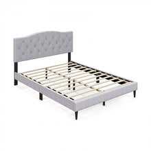 Load image into Gallery viewer, Gray Linen Upholstered Headboard with Wooden Bed Frame
