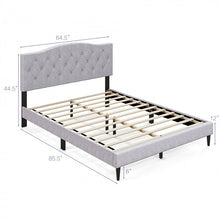 Load image into Gallery viewer, Gray Linen Upholstered Headboard with Wooden Bed Frame
