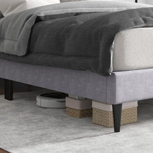 Load image into Gallery viewer, Gray Linen Upholstered Headboard with Wooden Bed Frame
