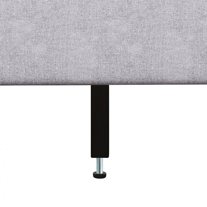 Gray Linen Upholstered Headboard with Wooden Bed Frame