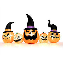 Load image into Gallery viewer, Halloween Inflatable Pumpkin 5-Piece Set with LED Lights and Blower - Suitable for Halloween Decorations

