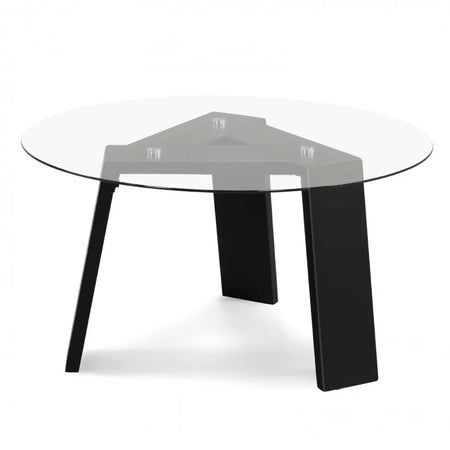 Costway Modern Round Coffee Table with Glass Top - Suitable for Living Room and Cafe
