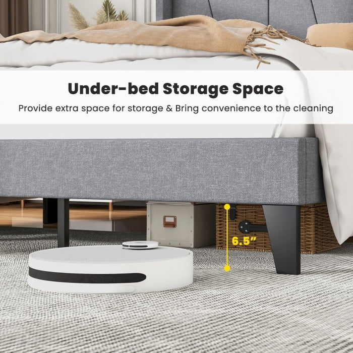 Modern Minimalist Platform Bed with Headboard Storage Pockets