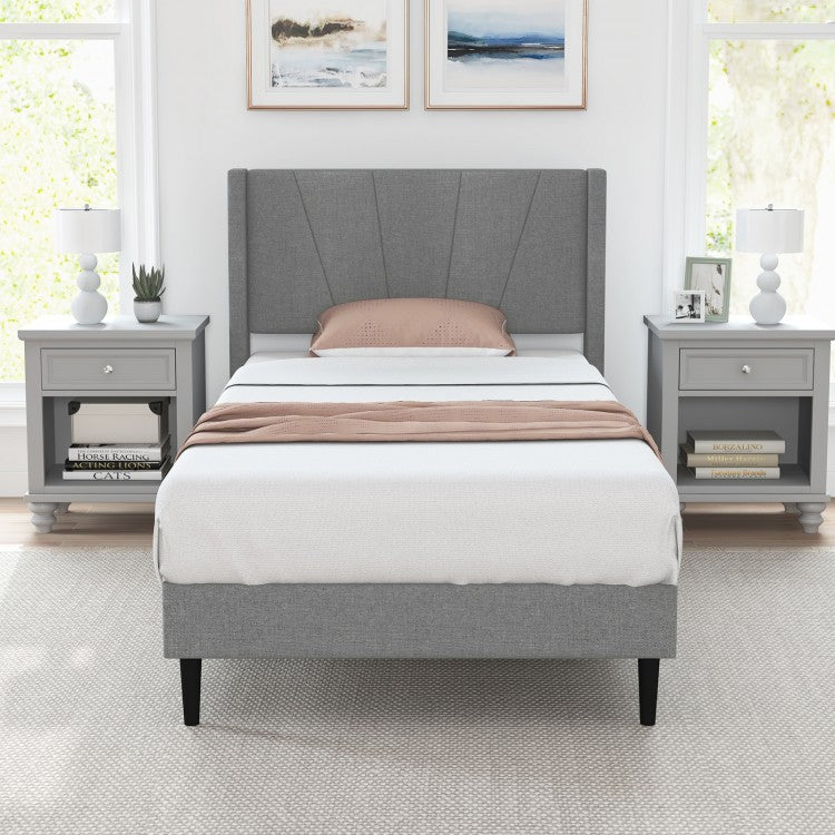 Modern Grey Upholstered Headboard Bedroom Bed