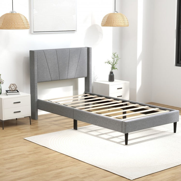 Modern Grey Upholstered Headboard Bedroom Bed
