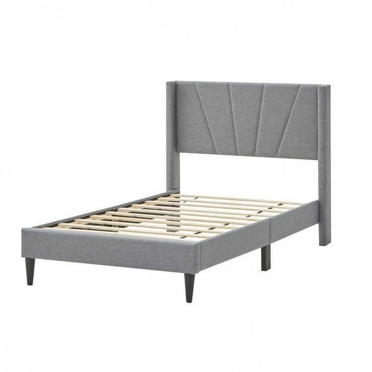 Modern Grey Upholstered Headboard Bedroom Bed