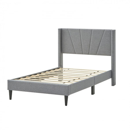 Modern Grey Upholstered Headboard Bedroom Bed