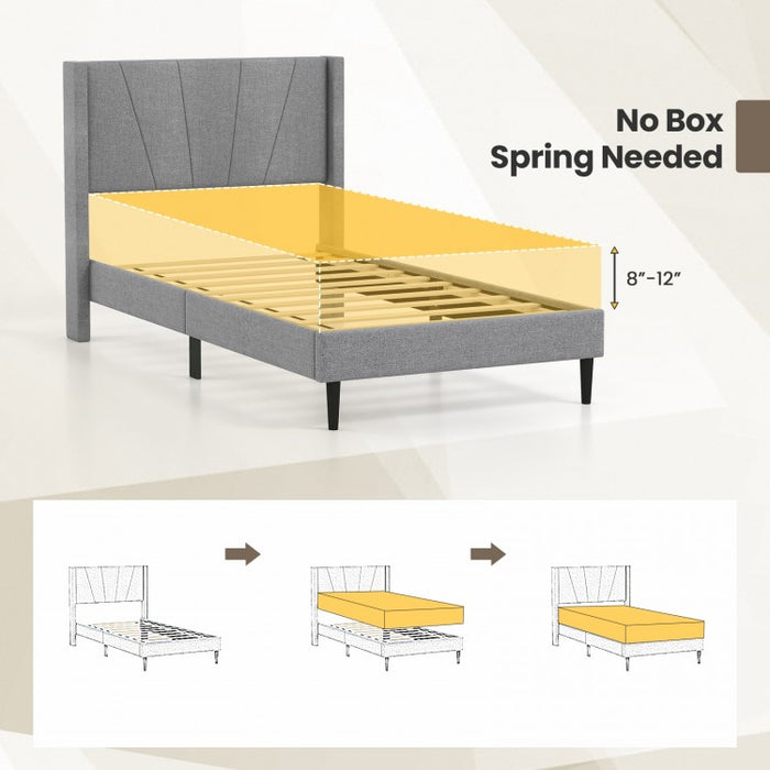 Modern Grey Upholstered Headboard Bedroom Bed