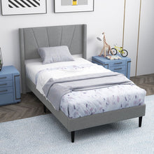 Load image into Gallery viewer, Modern Grey Upholstered Headboard Bedroom Bed
