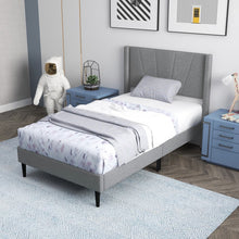 Load image into Gallery viewer, Modern Grey Upholstered Headboard Bedroom Bed

