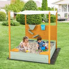 Charger l&#39;image dans la galerie, Outdoor Courtyard Children&#39;s Sandbox with Sand Walls and Removable Canopy for Kids Aged 3-8
