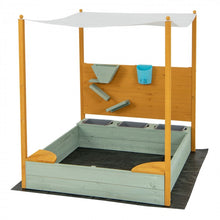 Charger l&#39;image dans la galerie, Outdoor Courtyard Children&#39;s Sandbox with Sand Walls and Removable Canopy for Kids Aged 3-8
