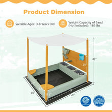 Charger l&#39;image dans la galerie, Outdoor Courtyard Children&#39;s Sandbox with Sand Walls and Removable Canopy for Kids Aged 3-8
